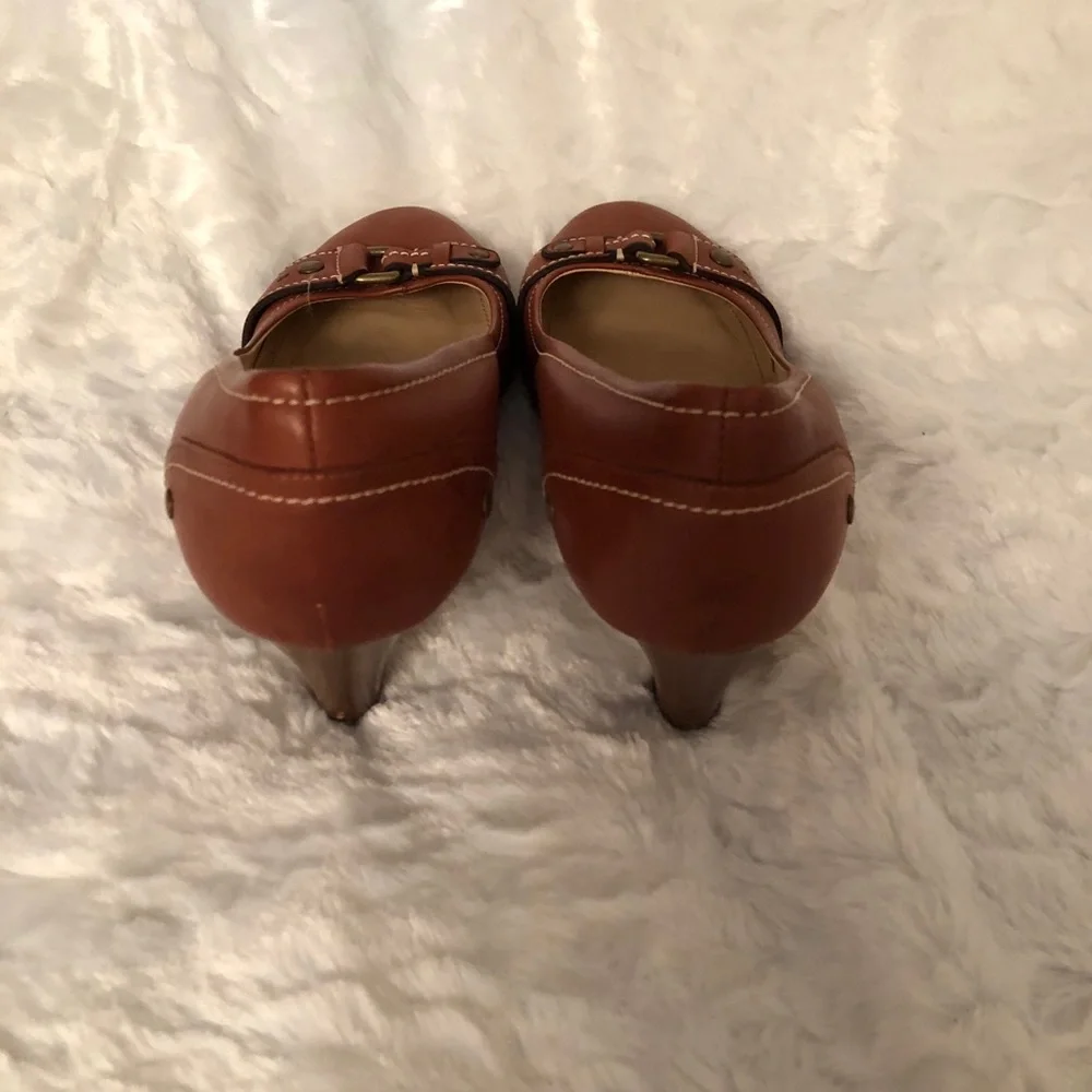 COACH Vintage Vivanna Calf Leather 3” Heels with White Stitching 11B - Picture 4 of 8